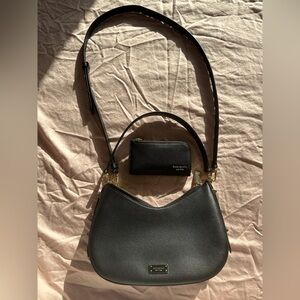 Kate Spade Black Pebbled Leather Shoulder Bag and Wallet